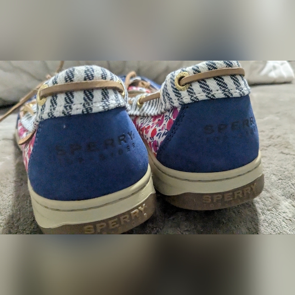 Sperry Navy Blue Floral & Striped Women's Boat Shoes - Picture 9 of 13